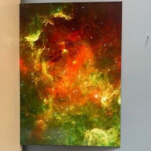 Vibrant Nebula Art on metal plate